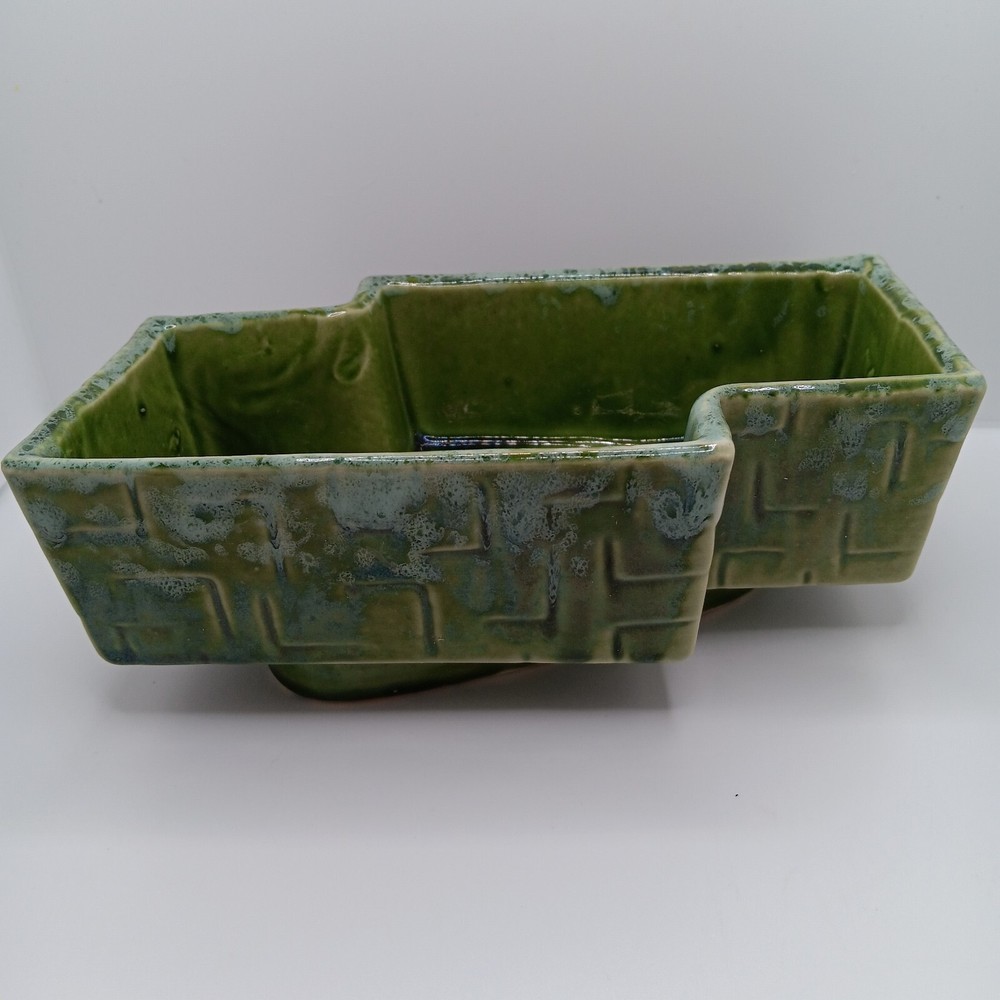 UPCO USA Vintage Green Ceramic Lightning Bolt Planter