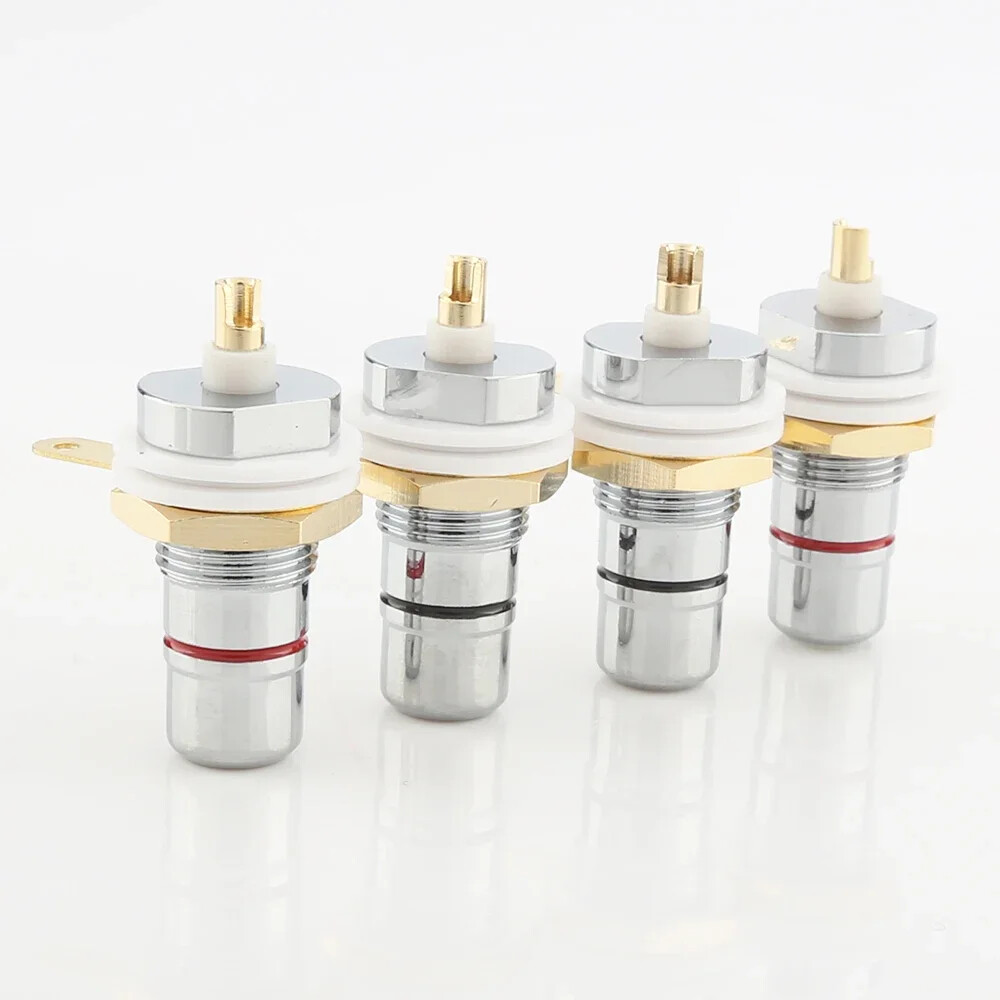 8pcs Rhodium Plated RCA Socket female Panel Mount plug Audio Terminal Chassis