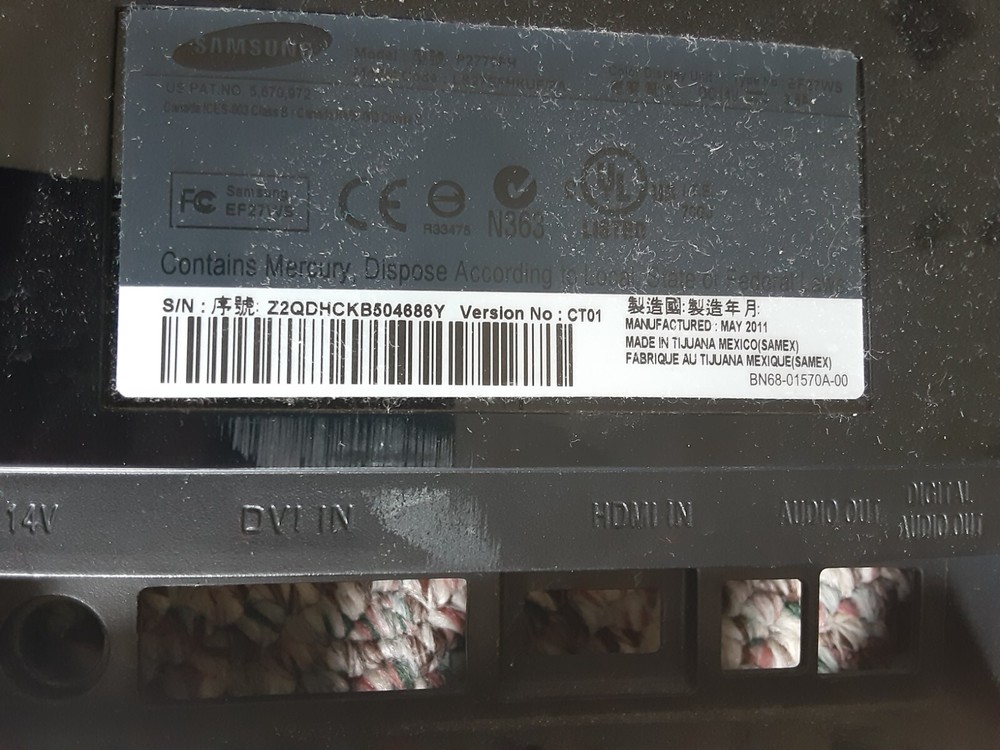Back Cover for Samsung SyncMaster P2770FH