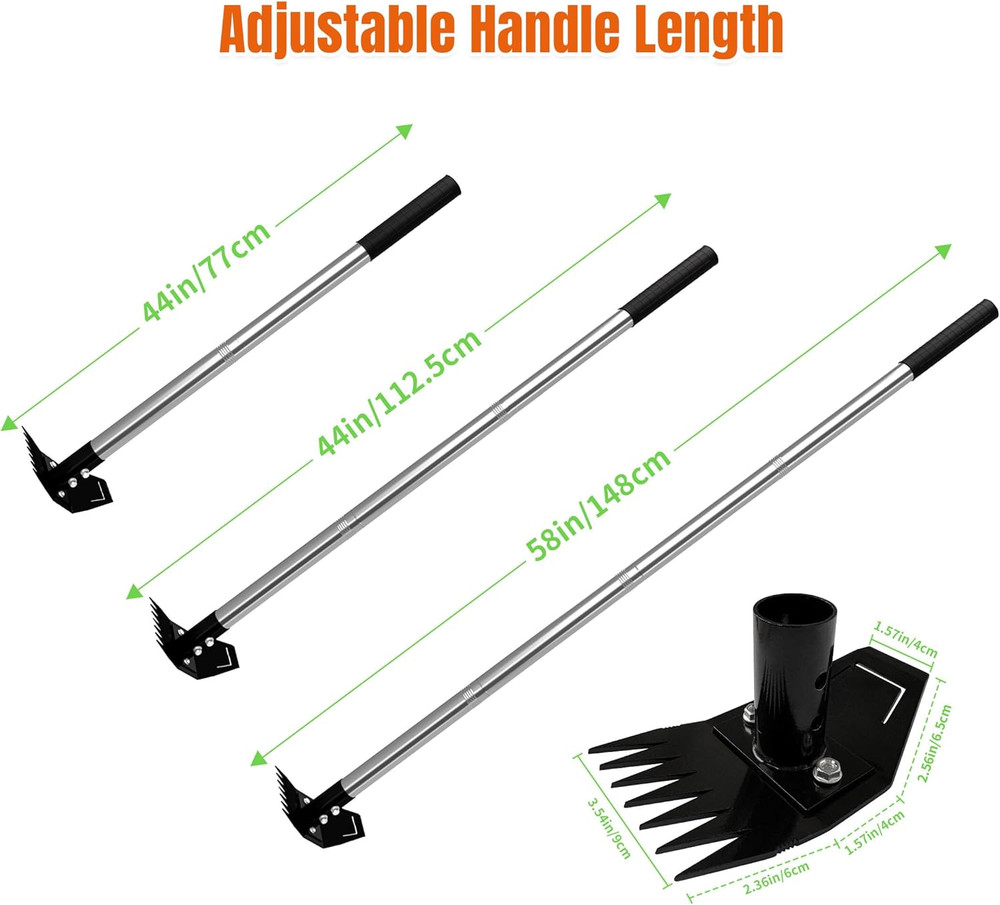Weed Puller Tool with Long Handle, Manual Weed Remover Tool, 2 in 1 Weed Rake&Gr