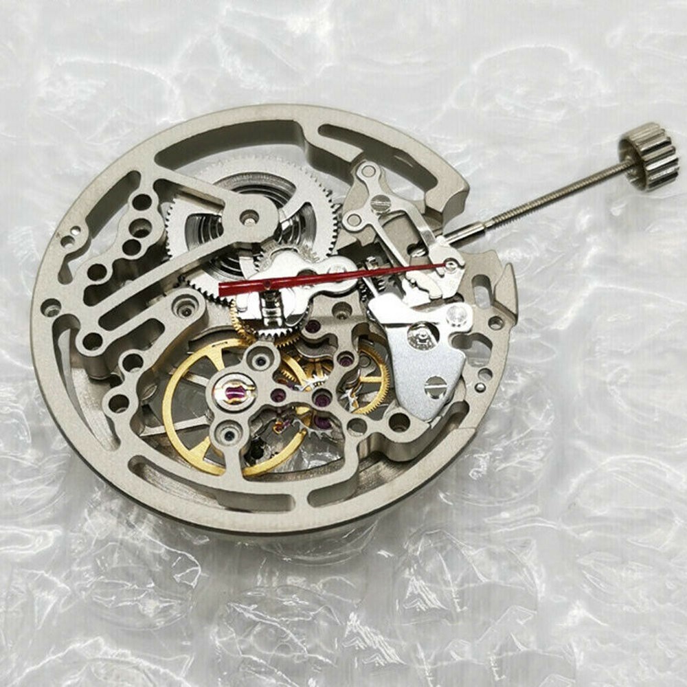 Skeleton 4.7mm Thickness Automatic Watch Movement With Stem For Seagull TY2809