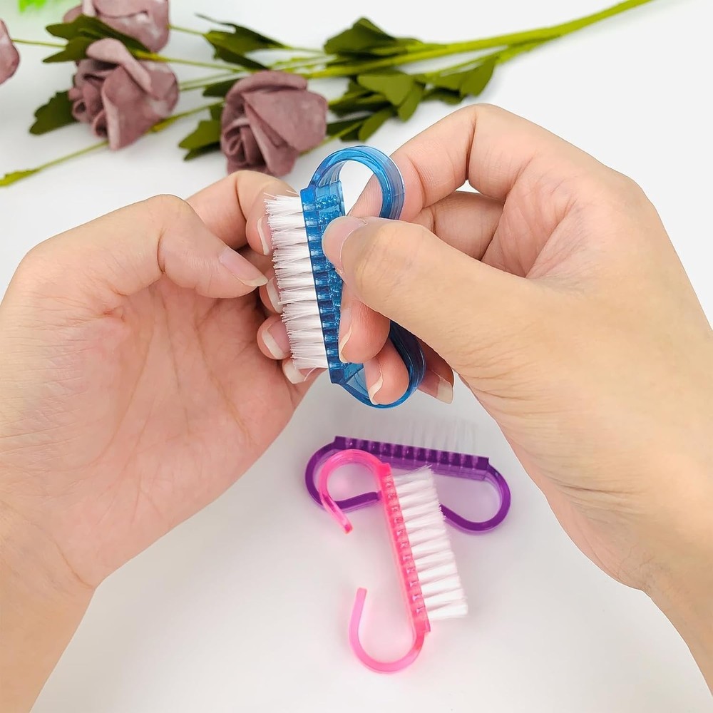 4 Pack Handle Grip Nail Brushes, Colorful Mini Fingernail Brush, Hand Scrub