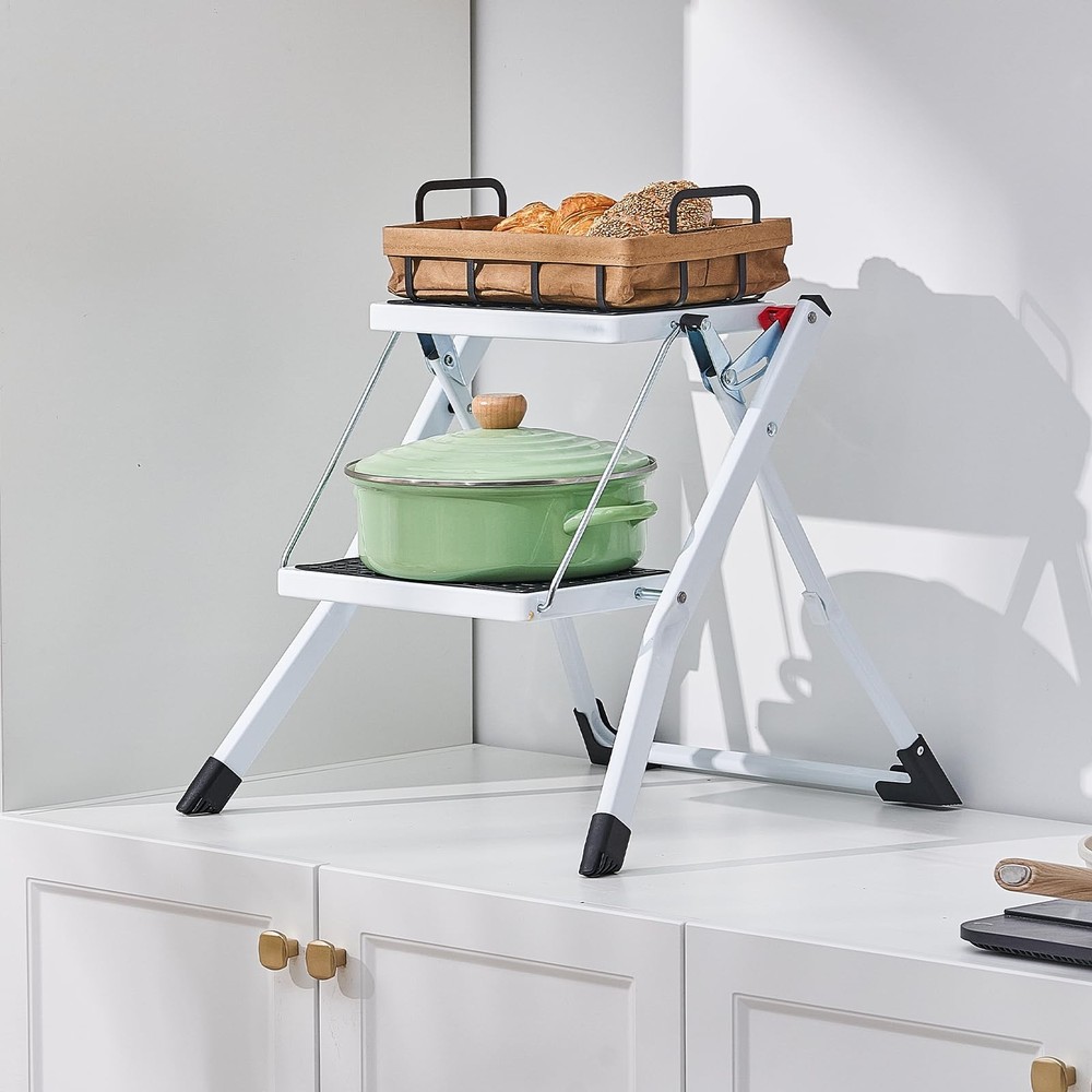 VEVOR 2-Step Folding Steel Step Stool Ladder, 330lbs Capacity, Ergonomic