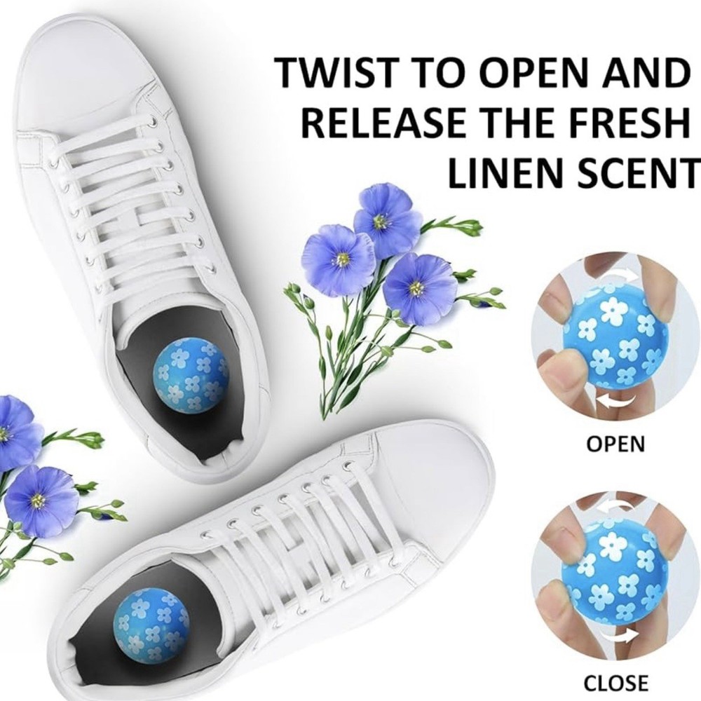Sneaker Deodorizer Balls, 6 Pack Natural Linen Aroma NIB