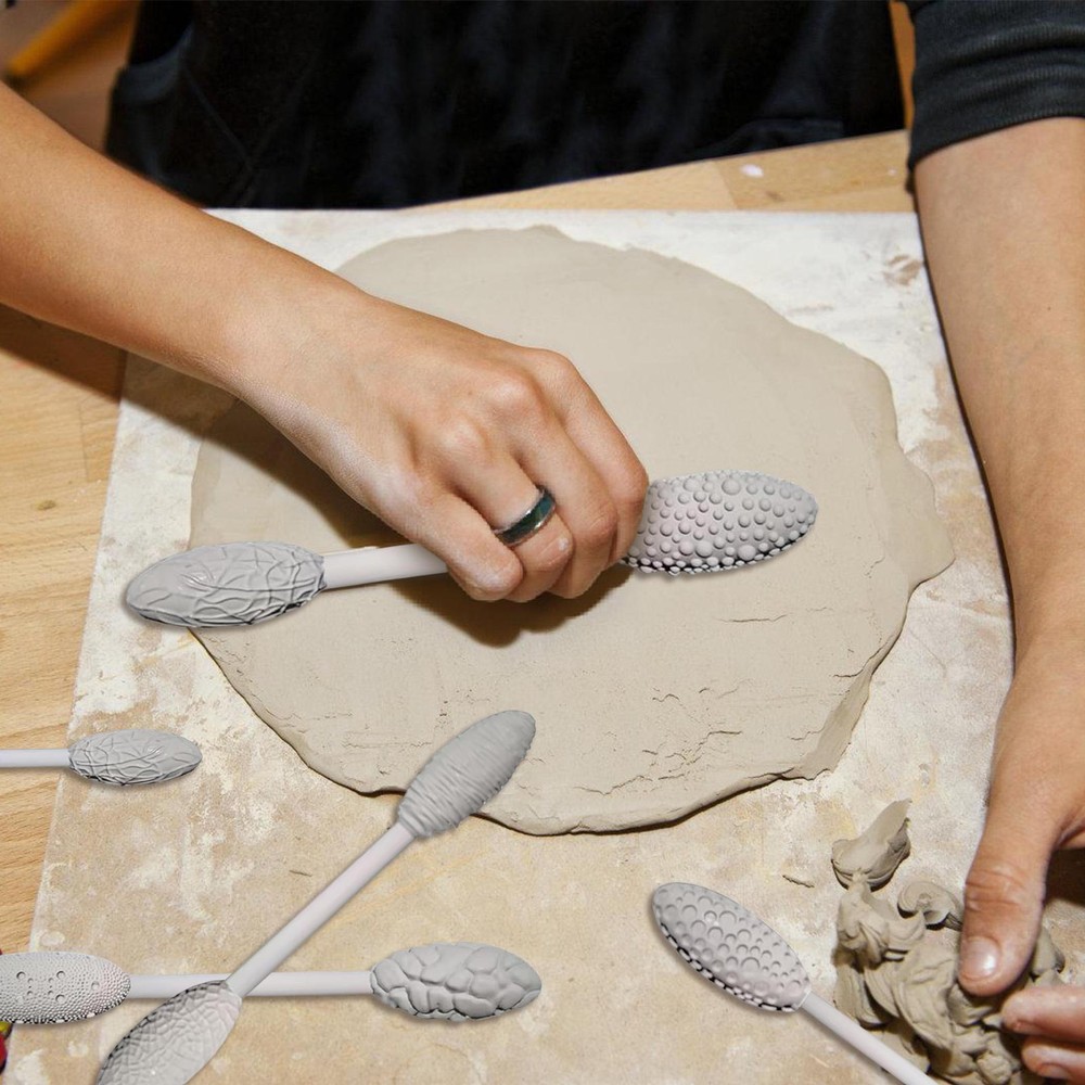 5pcs Texture Tool Sets For Clay Art Double-Ended Pottery Roller Sculpting Kit