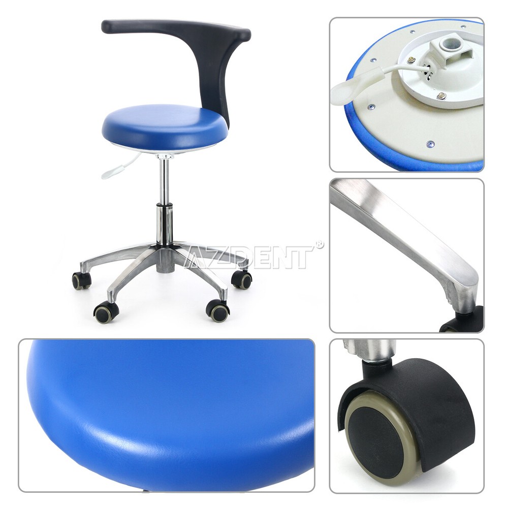 Dental Doctor Assistant Stool Mobile Chair Adjustable Height PU Leather