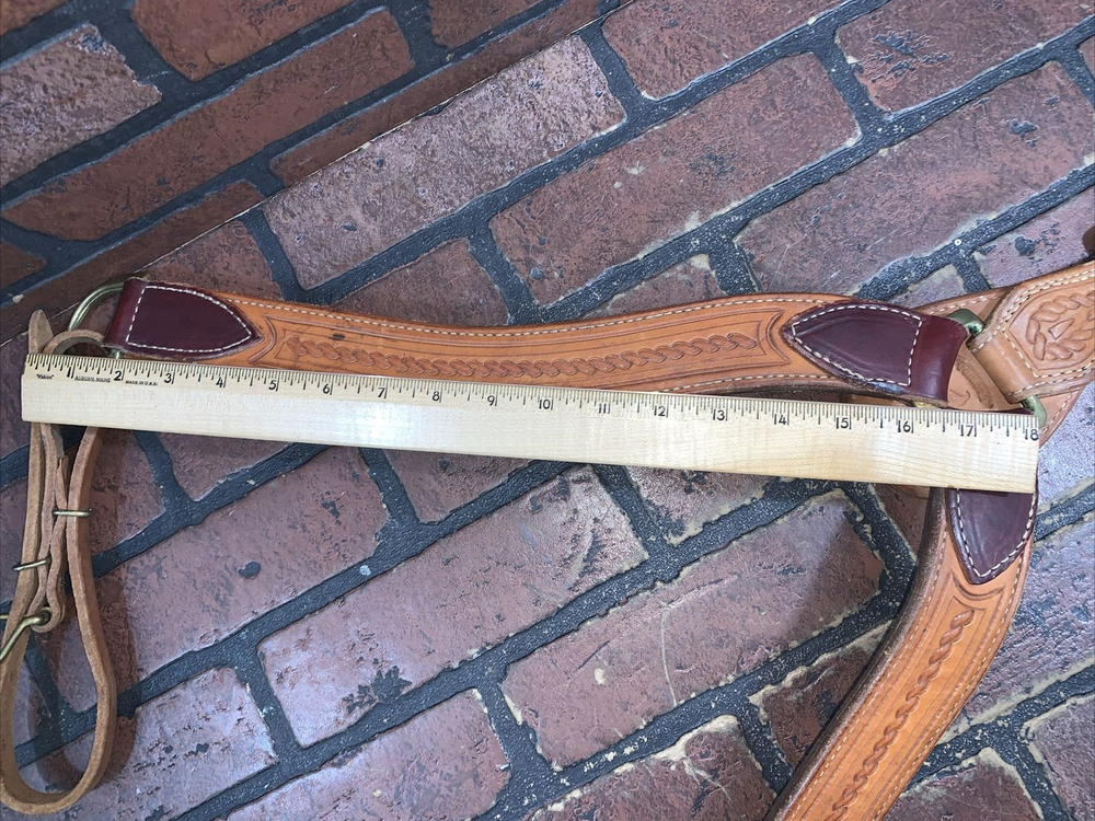 Horse Ropers Tooled Leather Western Breast Collar Brass