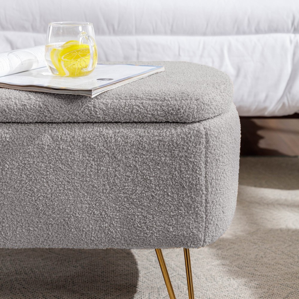 Storage Ottoman Bench Upholstered Padded with Storage Entryway