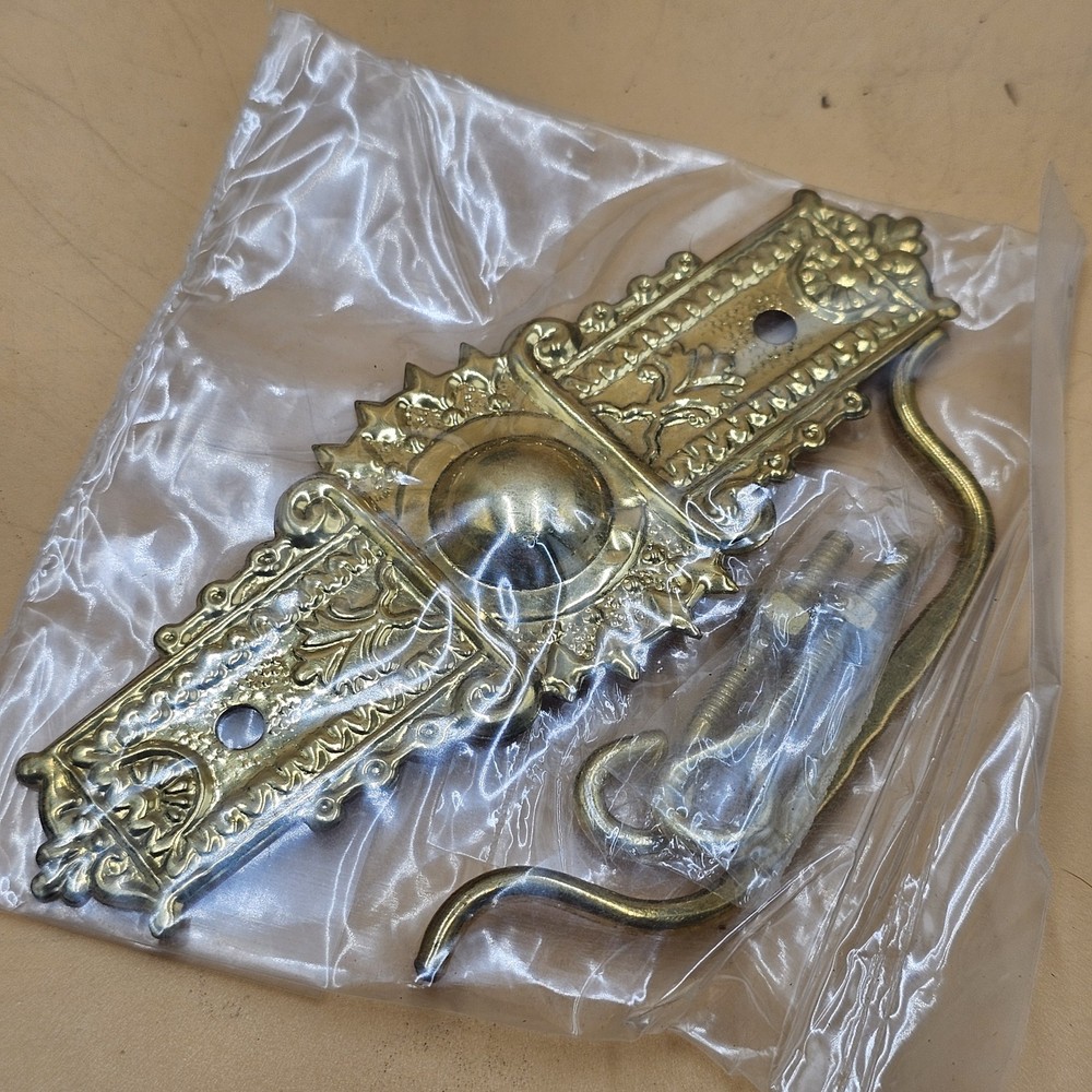 Vintage Stamped Victorian Brass Drawer Pull 5" w/Bail Handle & Hardware Sealed