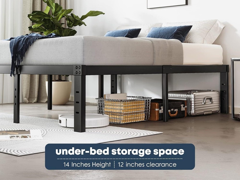 Bed Frame Queen 14 Inch Metal Platform Bed-Frame No Box Spring Needed Heavy Duty