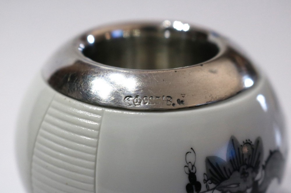 1920 s Meissen Match Striker With Sterling Silver Collar