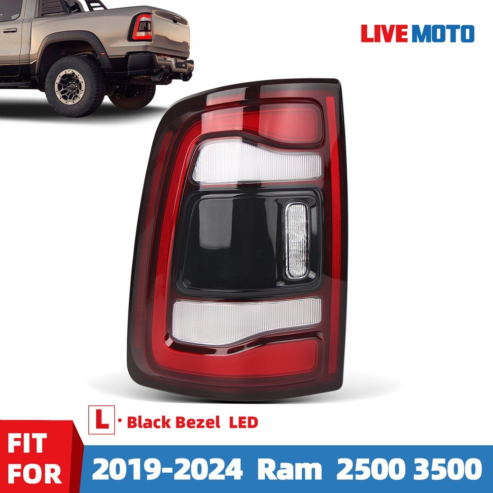 For 2019-2024 Ram 2500 3500 Black Bezel w/o Blind Spot LED Tail Light Left Side