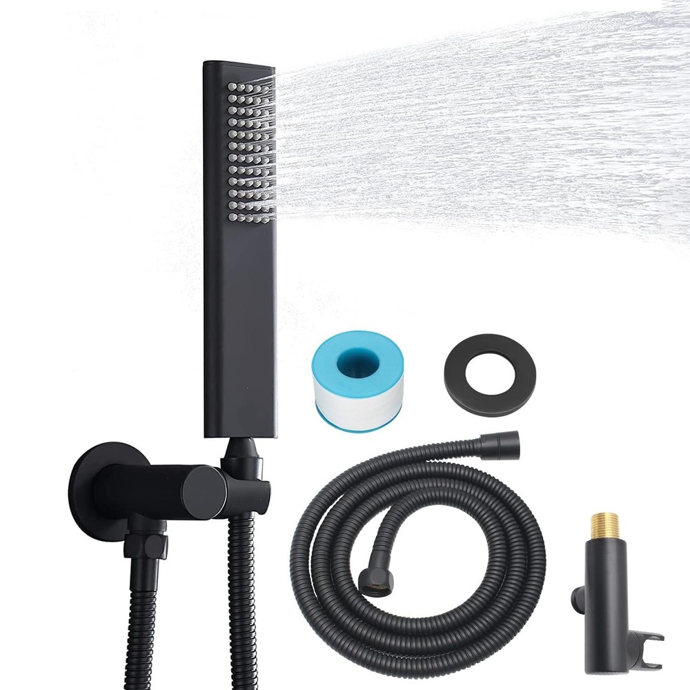 Solid Brass Handheld Shower Head Arc Design High Pressure Matte Black Hand Sh...