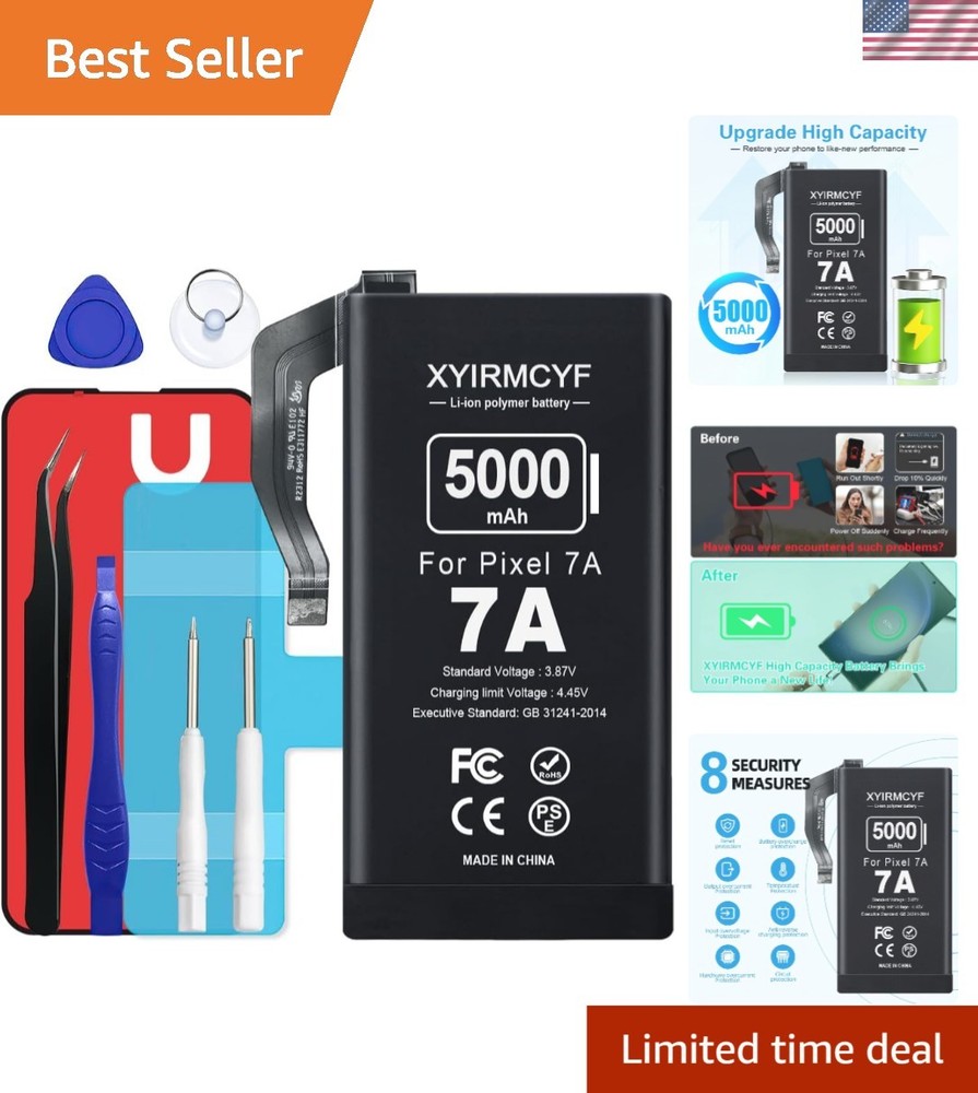 5000mAh Replacement Battery for Google Pixel 7A with Tool Kit - Safety Assured