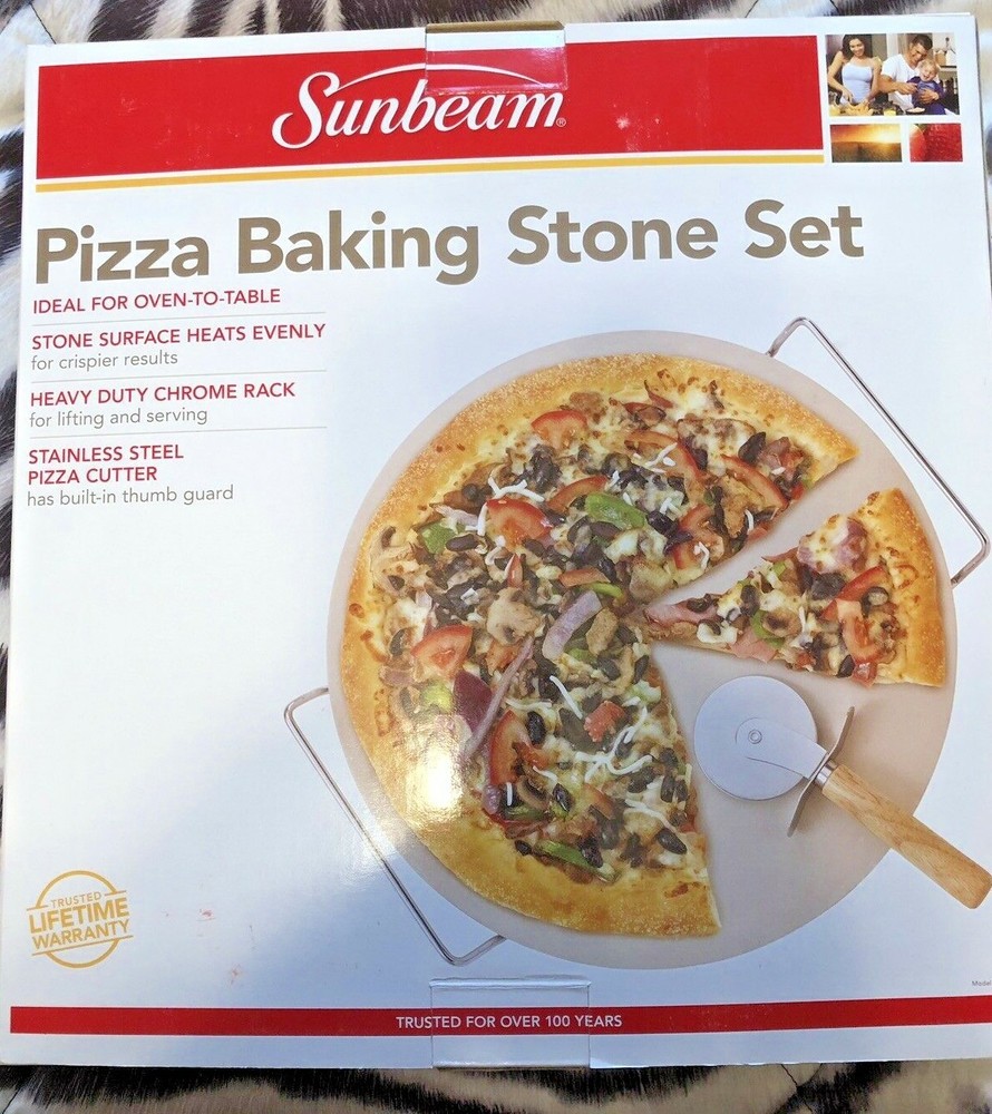 Sunbeam 3-Piece Pizza Baking Stone Set, NIB