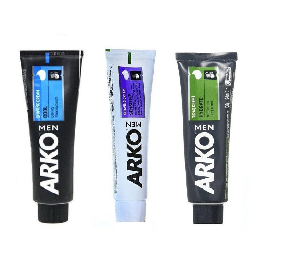 Arko Face Shaving Cream soap Tube Assorted 3Pack 100g 3.5oz