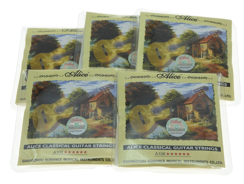 5 Sets Alice Clear Nylon Classical Guitar Strings Hard Tension Guitar Strings