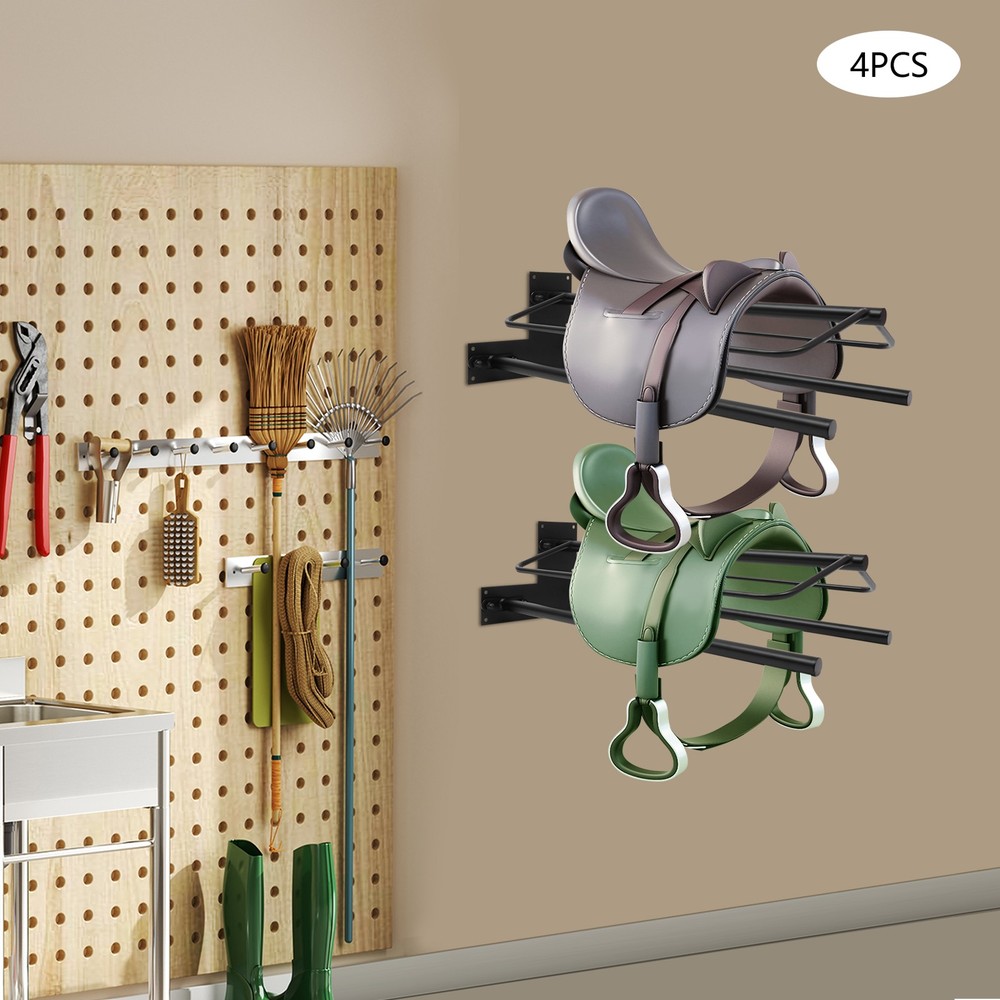 4 PCS Saddle Racks, Saddle Rack With Double Pad Bars, Wall-mounted Saddle Rack
