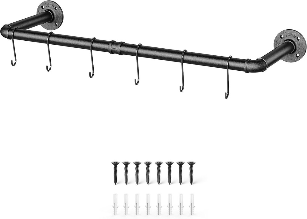 Industrial Pipe Clothing Rack - Wall Mounted Organizer