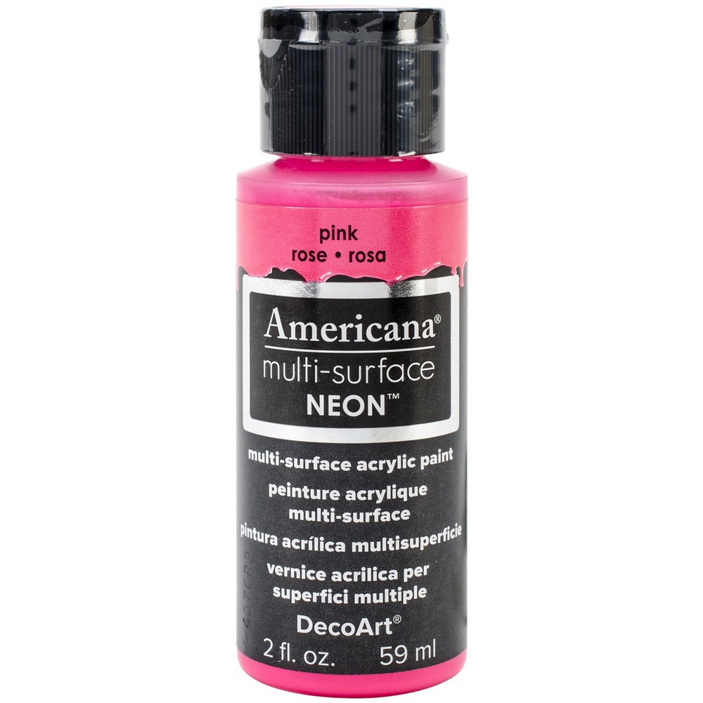 DecoArt Americana Multi-Surface Neon Acrylic Paint 2oz-Pink