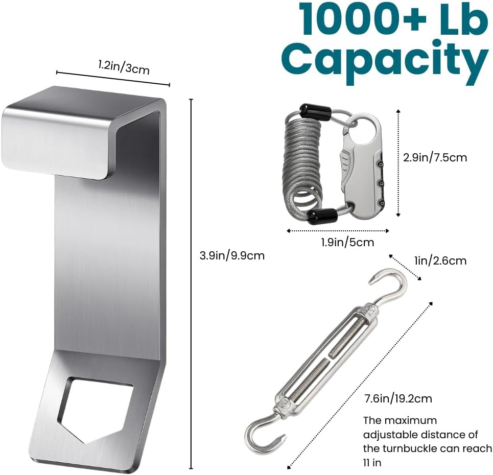 4-Pack Cooler Lock Bracket with Retractable Cable & Turnbuckle - Heavy Duty S...