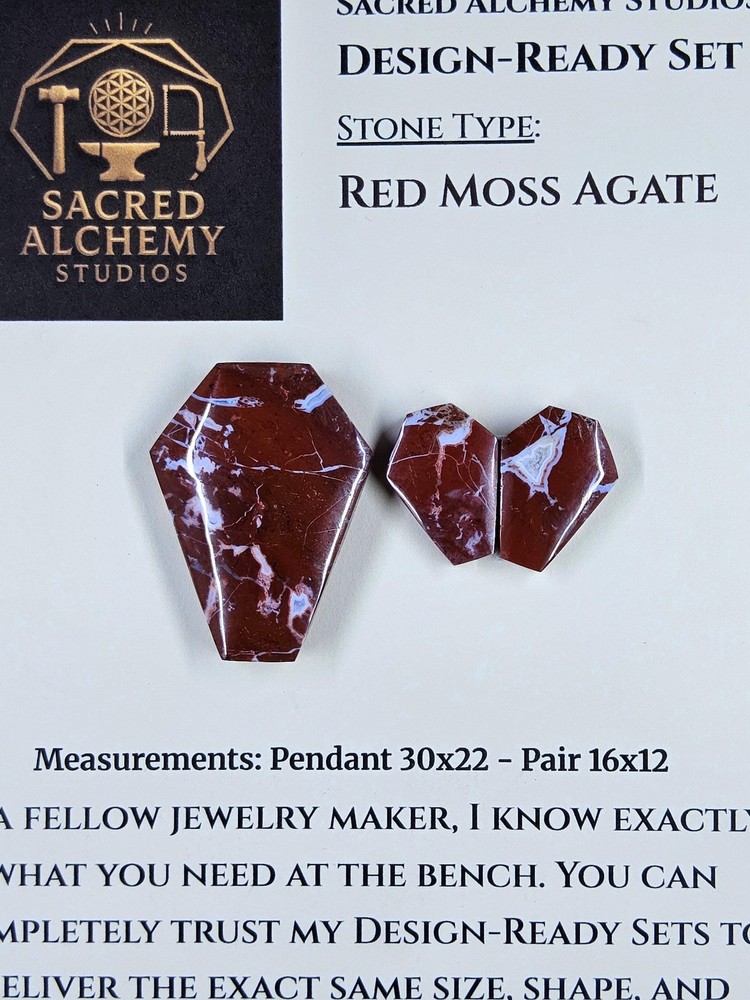 Coffin Shape - Red Moss Agate - Design-Ready Set
