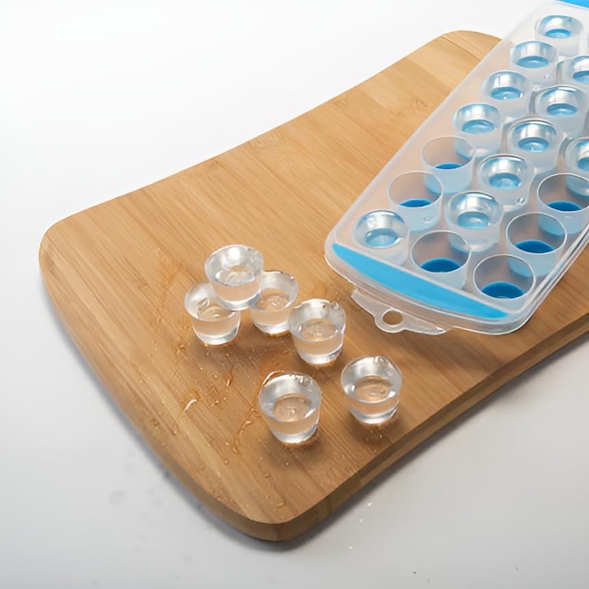 11'' Easy Push Pop Out Round Mini Ice Cube Trays With Flexible Silicone Botto...