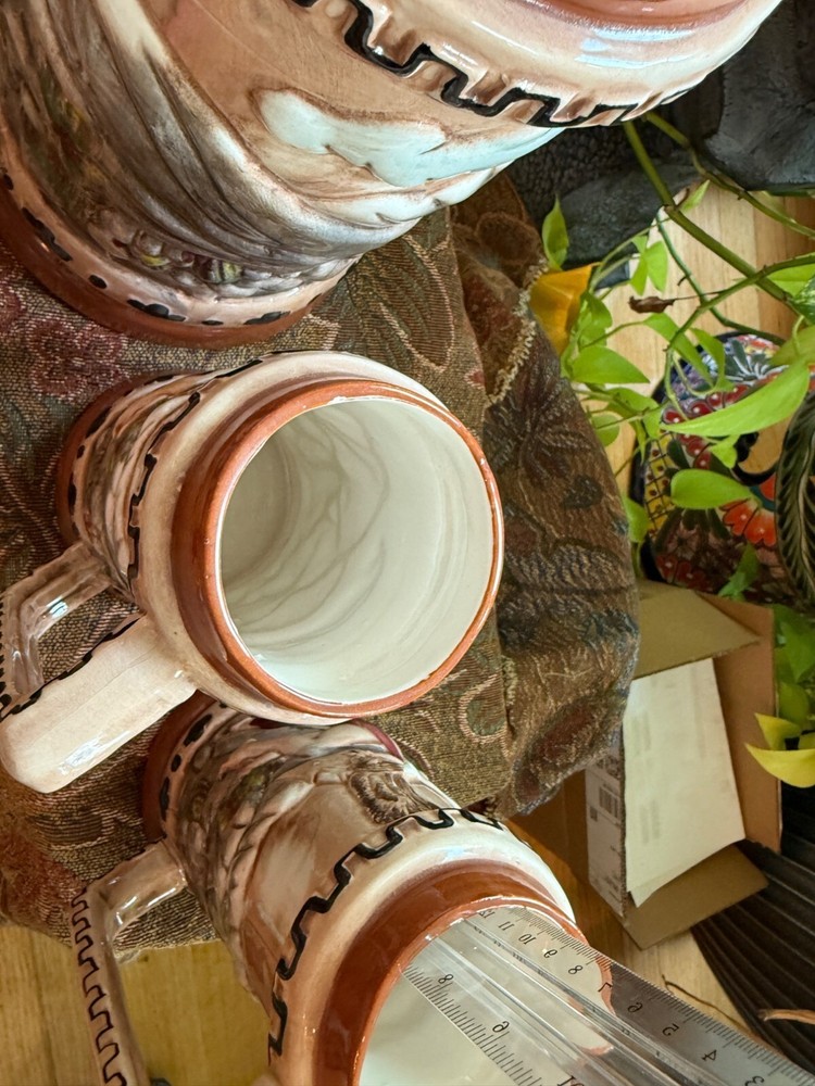 Vintage Mayan Sacrificial Nude Ceramic Pitcher & Mug Set