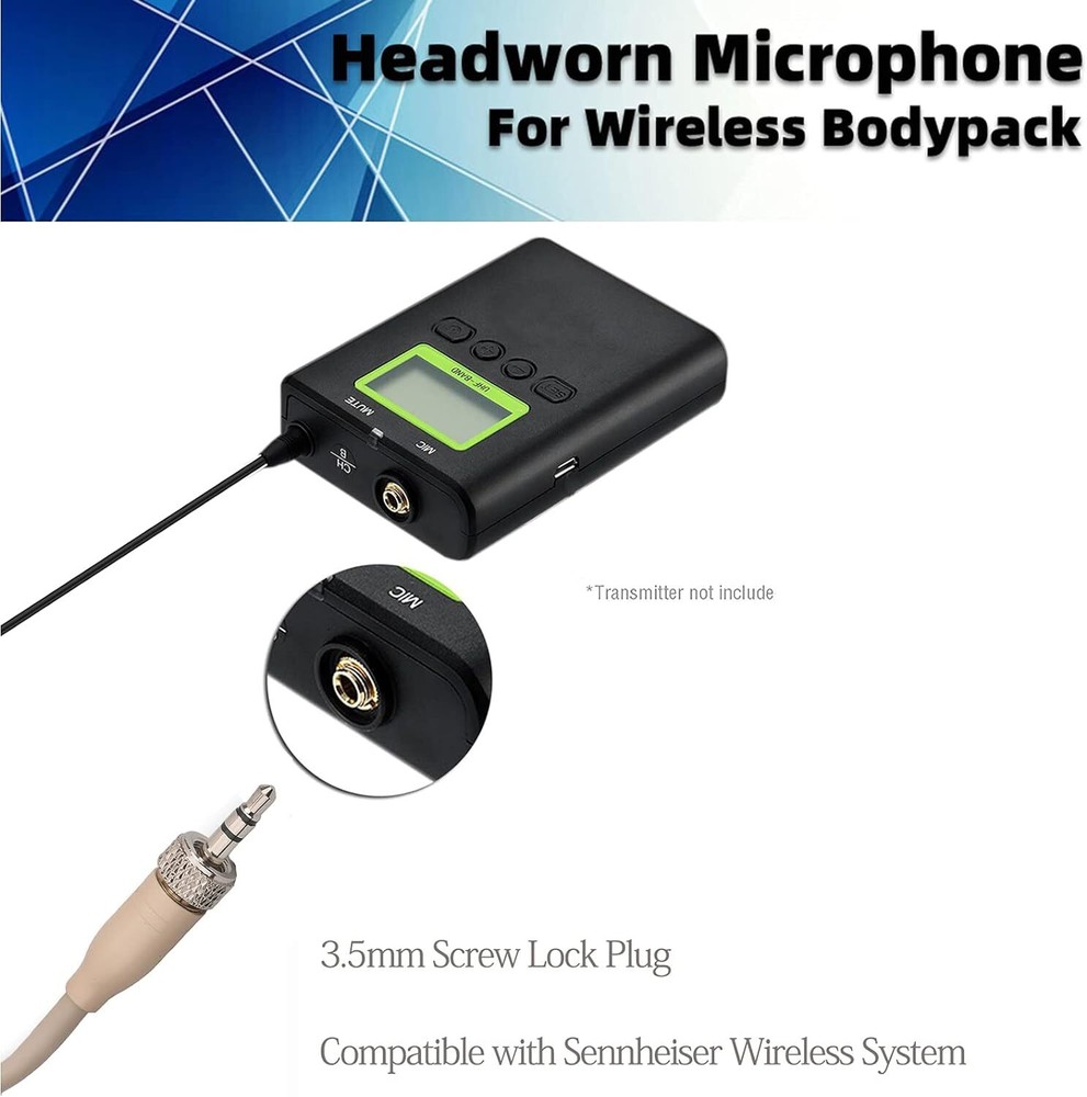 4x Single Earhook Headset Microphone 3.5mm Screw Lock Connector for Sennheiser