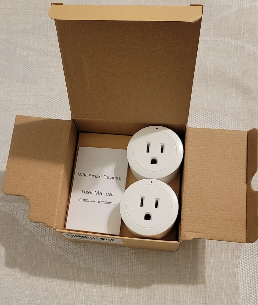 Smart Socket WiFi 2 Pack White Works With Amazon Alexa Google WiFi 2.4Ghz Only
