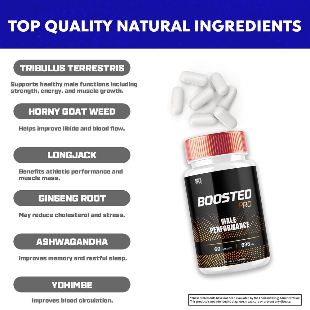 (2 Pack) Boosted Pro Male Performance Capsules, Boosted Pro Men (120 Capsules)