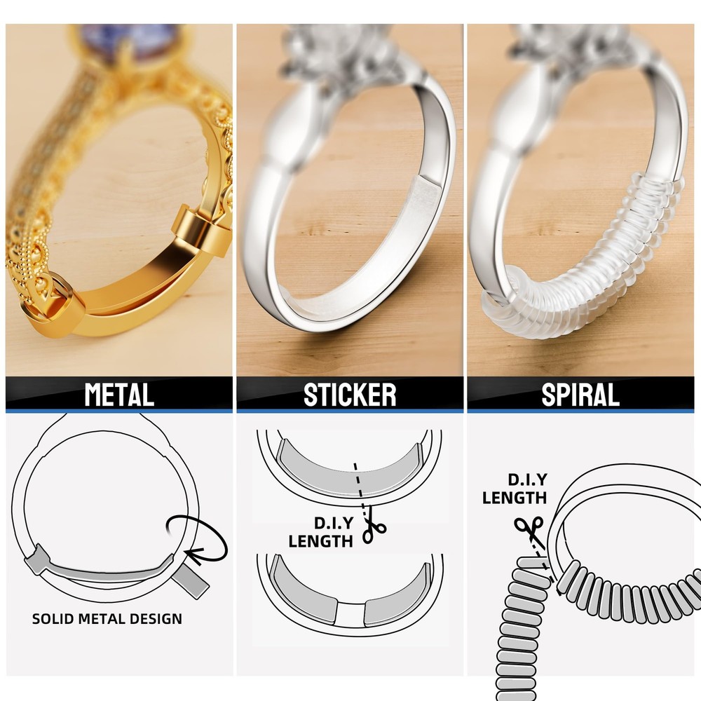 Ring Sizer Adjuster for Loose Rings, 83 Piece Set with 3 Styles Transparent