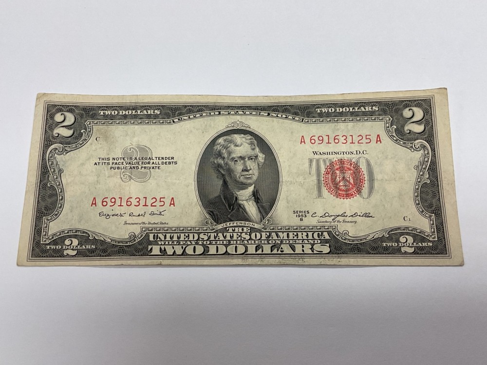 (5) - 1953 $2 Two Dollar Bill Red Seal Banknote Note Currency 5 Quantity WOW!