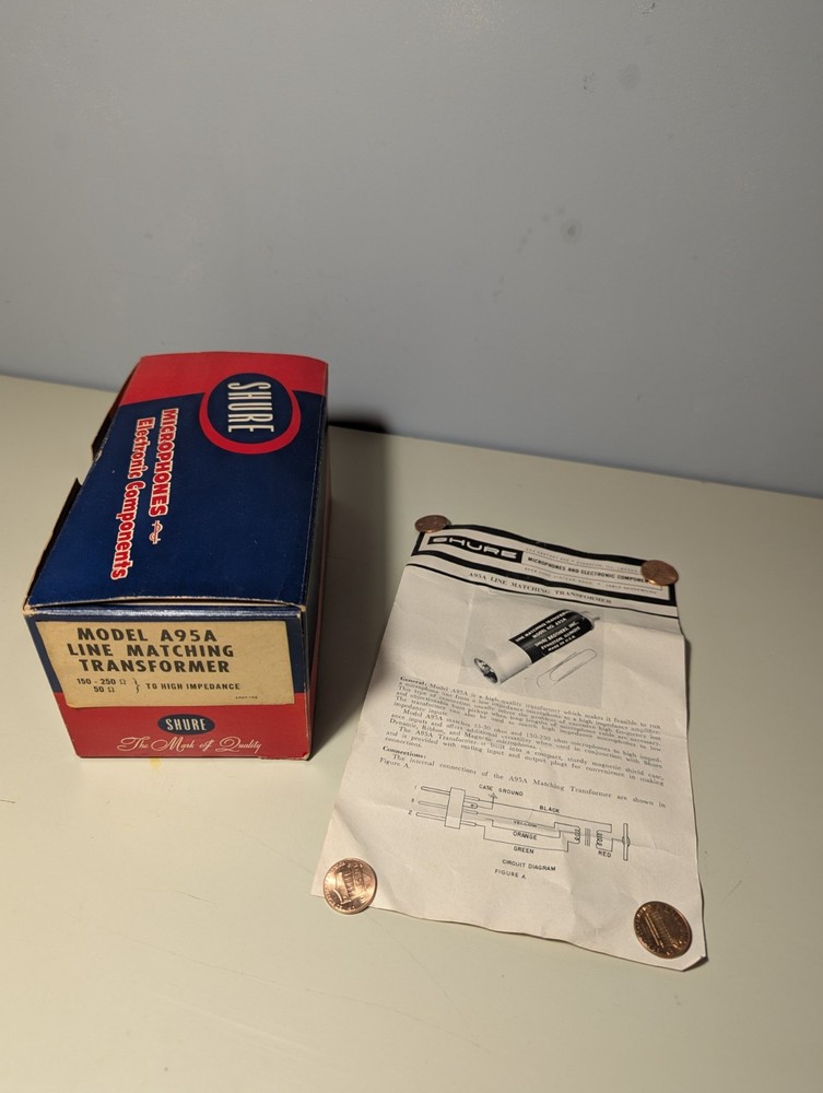 *BOX + PACKAGING ONLY,* Shure A95A Line Matching Transformer