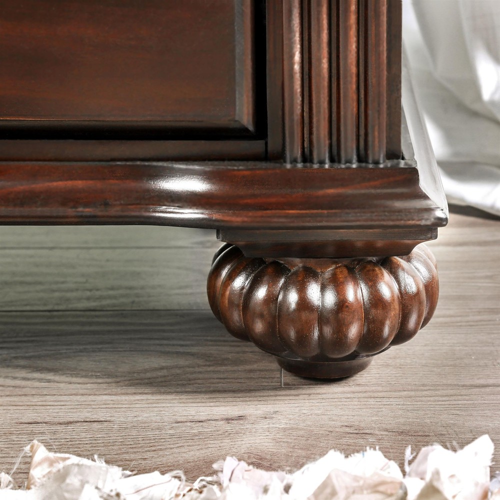FOA Damos 2pc Dark Walnut Solid Wood Bedroom Set - Queen + Nightstand