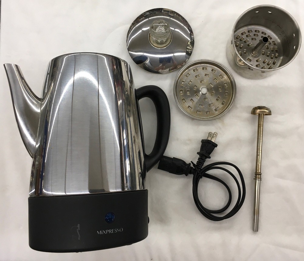 Mixpresso Model EPLTR-8 Electric Percolator Coffee Maker Stainless 8/10 Cup