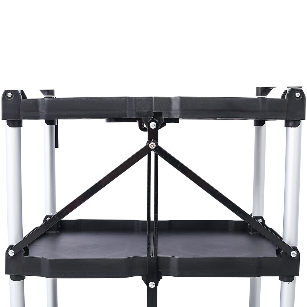 3 Layers Pack-N-Roll Folding Collapsible Cart,50 Lb Load Capacity per Shelf