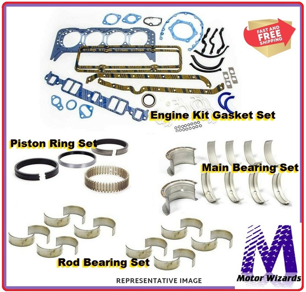 Chevy C50 C60 366 1966-72 ENGINE OVERHAUL KIT - Rings Rod Main Bearings Gaskets