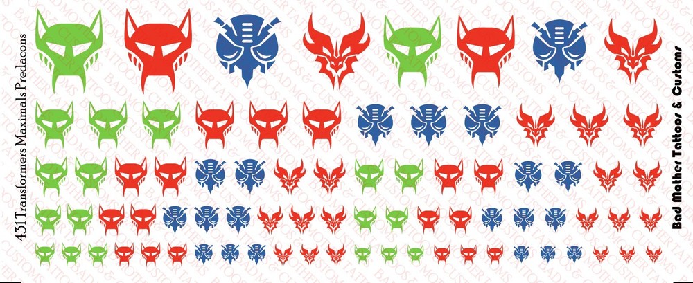 Maximals Predacons Inspired logos Waterslide Decals for action figures