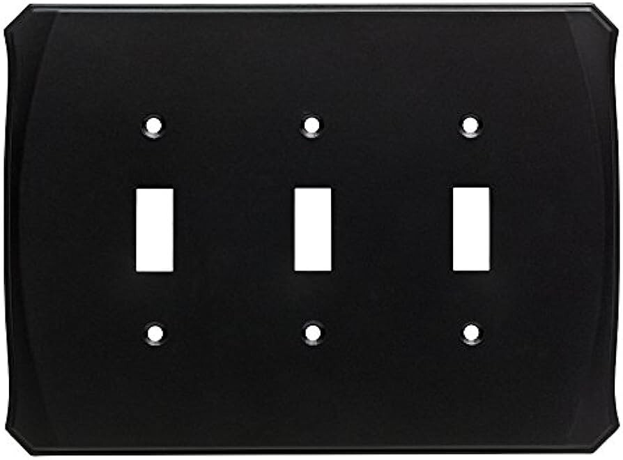 (5 Pack) Serene Triple Switch Wall Plate Flat Black