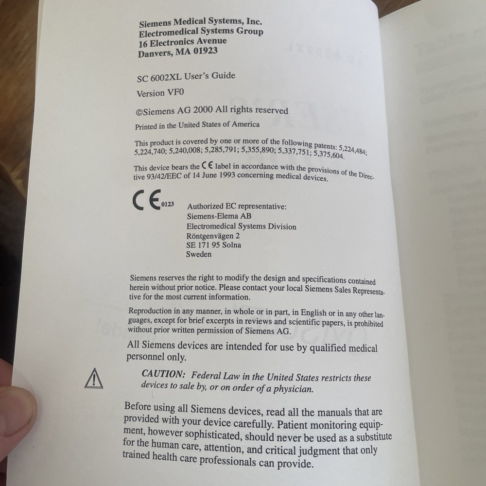 SIEMENS SC 6002XL Users Guide & Service Setup Instructions