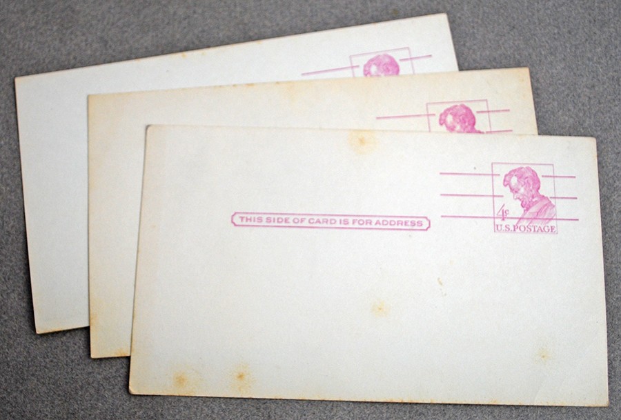 5 Five 1962 USPS 4 Cents Abraham Lincoln Postcard - Unused
