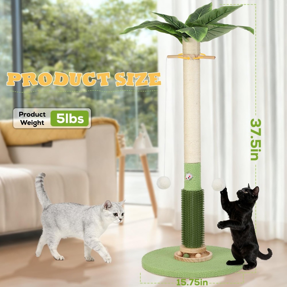 Cat Scratching Post,37.5'' Tall Sisal Cat Tree Scratching Post for Indoor Cat...