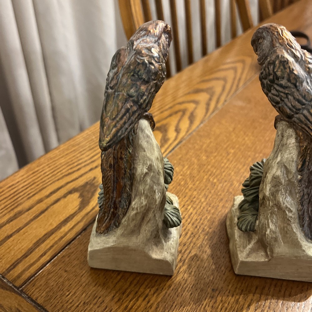 Vintage Parrot Parakeet Pair Bookends