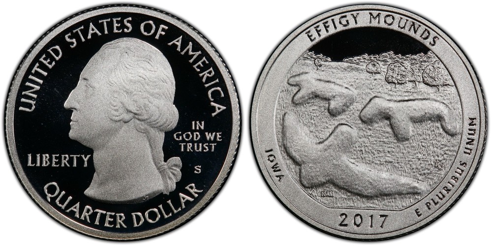 2017 S Silver Proof Effigy Mounds Quarter - From a Proof set - 90% Silver