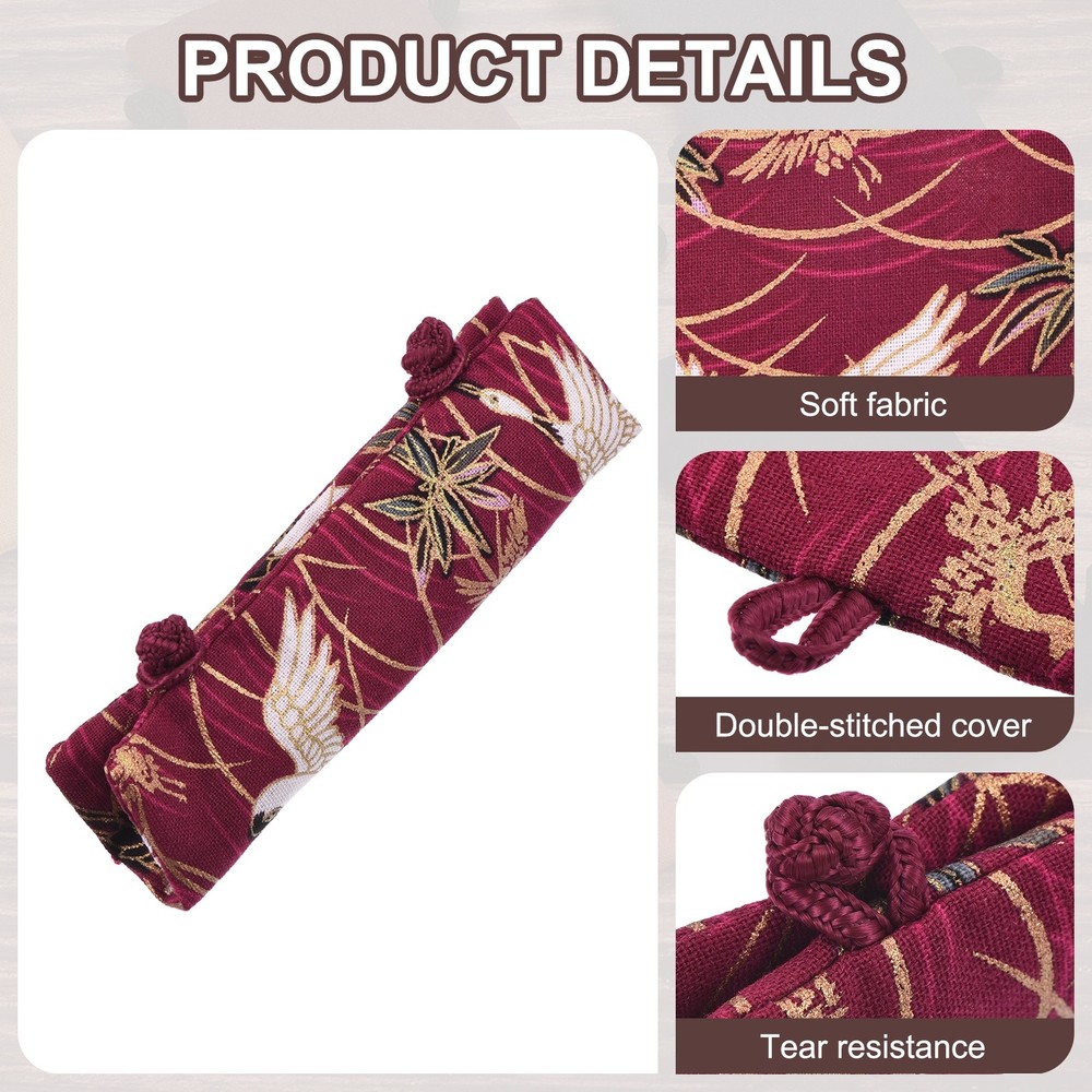 2 Pcs Teapot Handle Cover, Anti-Slip Kettle Handle Sleeve Crane Pattern, Red
