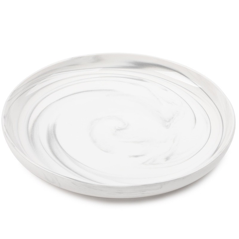 Gray Marble Ceramic Dinner Plate Dishwasher Safe Elegant Dining Tableware New