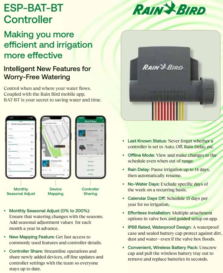 Rain Bird ESP-BAT-BT4 Advanced Bluetooth Battery-Operated Controller 4 Zone