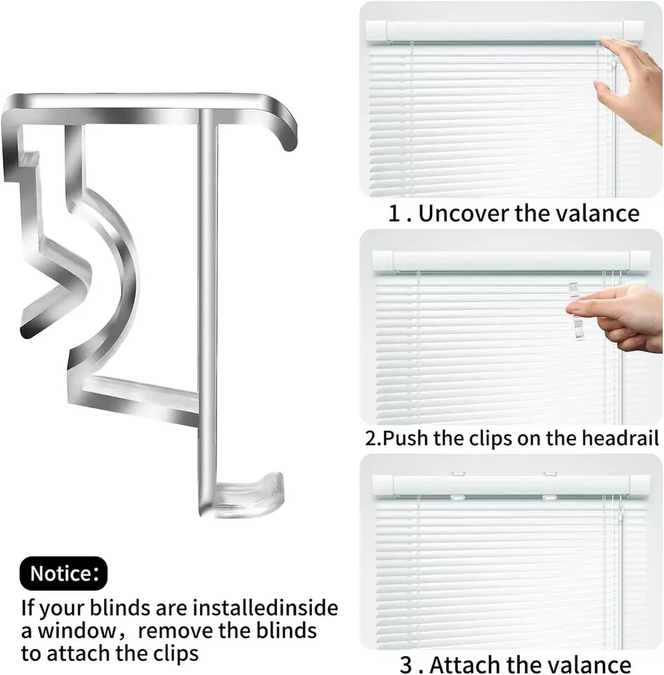12 Pcs Valance Blind Clips Replacement Clear 2 Inch Blind Clips Plastic