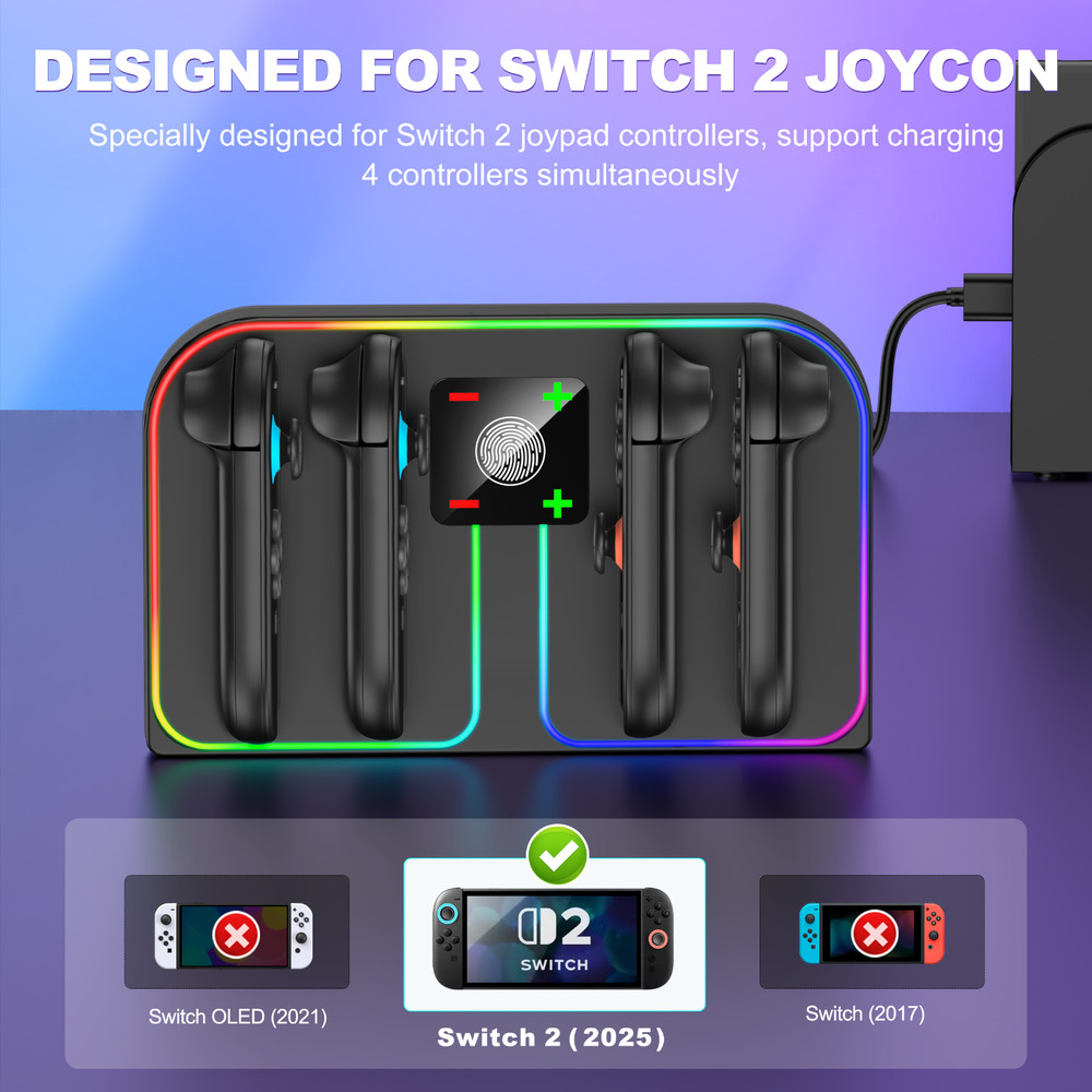 Switch 2 Controller Charger Charging Dock 4 JoyCon Charger FOR Nintendo Switch 2
